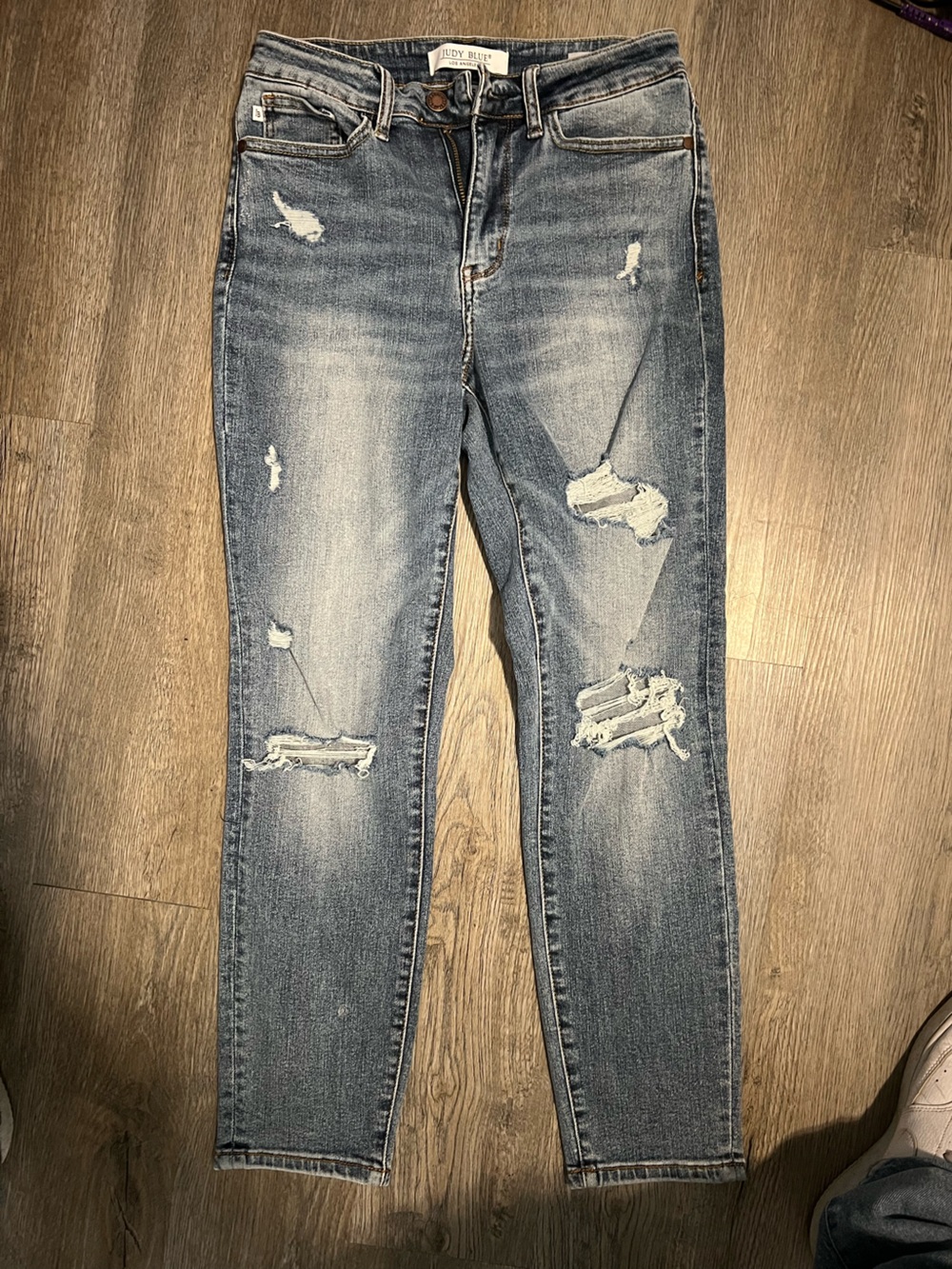 Judy Blue Distressed Medium Blue Skinny Jeans